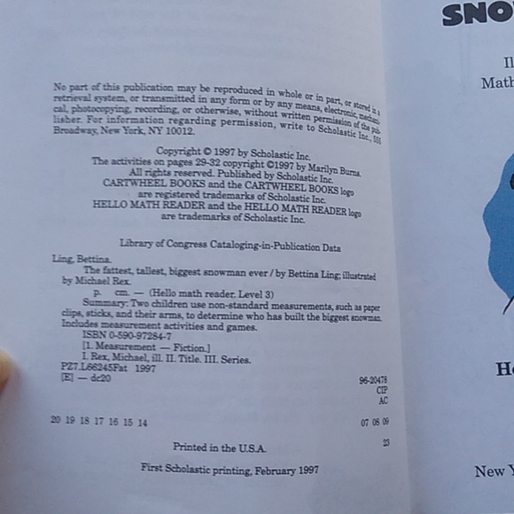 Fattest Tallest Biggest Snowman Ever Hello Math Level Reader Children's Picture - Picture 4 of 5